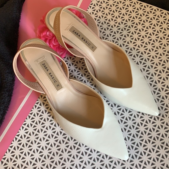 Zara Basic white and nude sling back - Picture 2 of 7